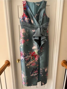 Full-length Floral Mikado Column Dress by Kay Unger